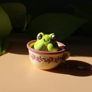 Froggy Friends Clicker Keychains – Tea Cup & Witch Hat Edition