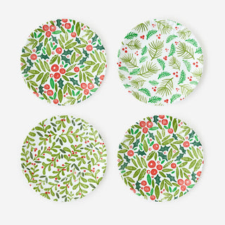 Holiday Chalet 'Paper' Plates – Set of 4, Melamine, 7.5" Festive Serveware  180 Degrees   