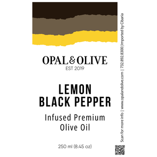 Infused EVOO - Lemon Pepper Flavored Olive Oil Opal and Olive   