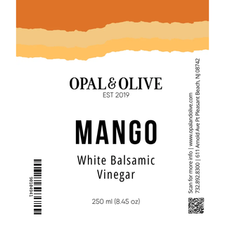 White balsamic vinegar Mango bottle, 250 ml, label reads Mango
