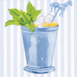 Boxed Cocktail Napkin - Mint Julep Blue Caspari