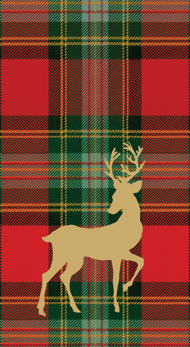 Guest Towel Napkin - Reindeer Tartan Red Caspari