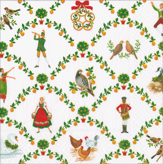 Cocktail Napkin - On The Twelth Day Caspari