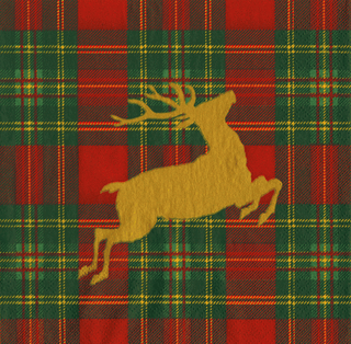 Cocktail Napkin - Reindeer Tartan Red Caspari