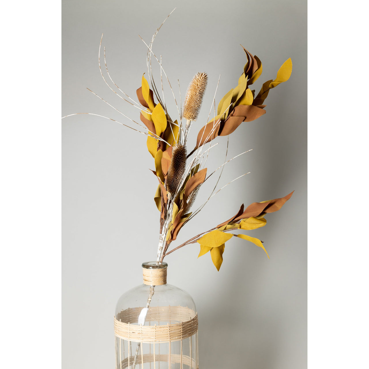 Yellow and Orange Eva Leaves w/Thistle Stem
