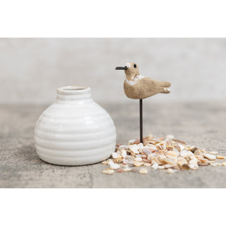Whitewashed Wood Seagulls on Metal Spindle  K&K   