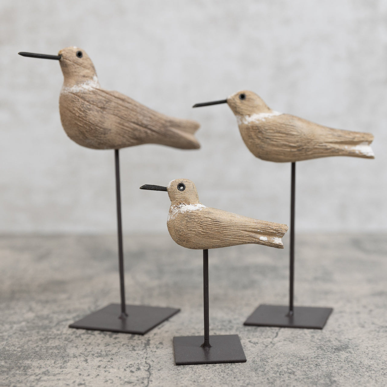 Whitewashed Wood Seagulls on Metal Spindle  K&K   