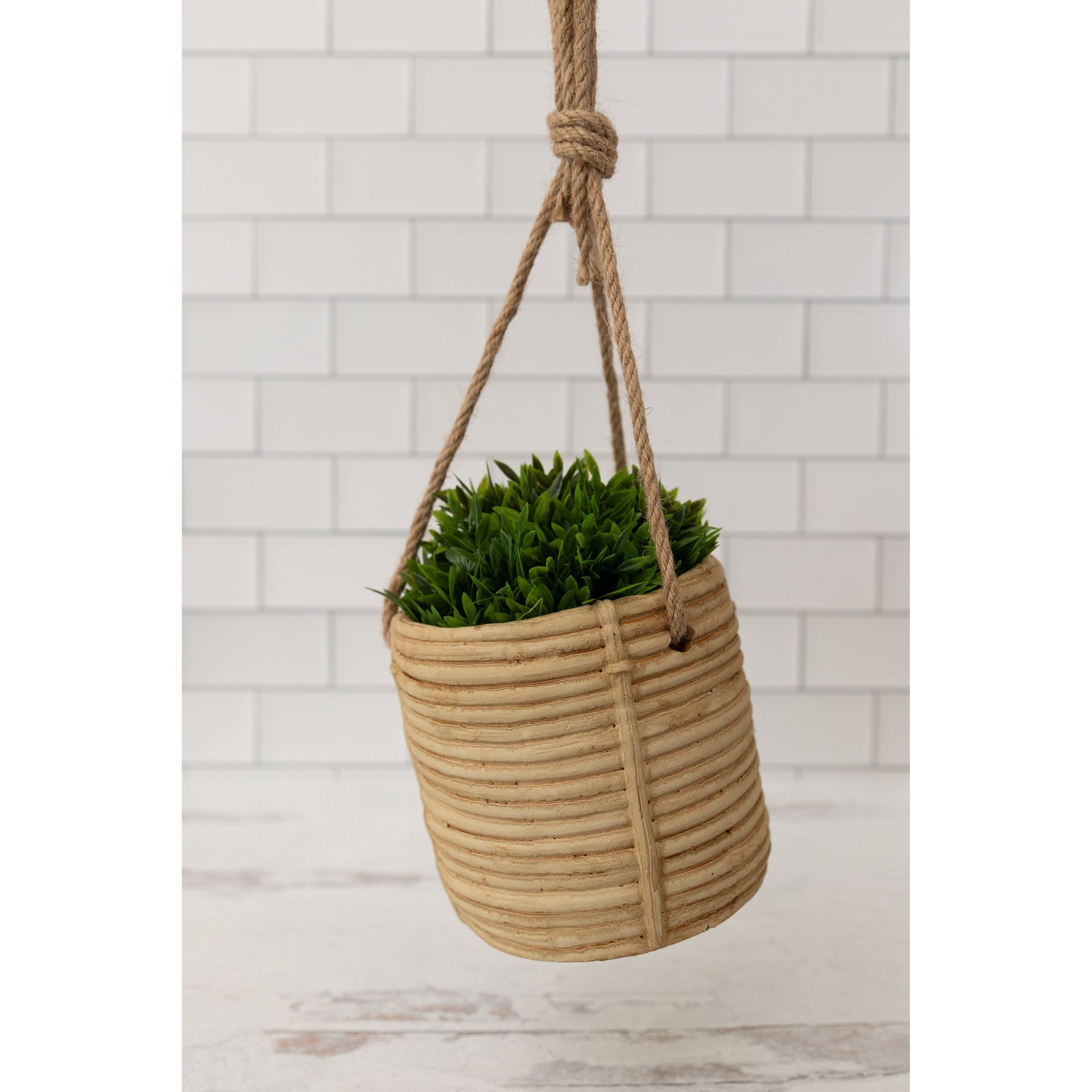 Faux Rattan Hanging Planter  PD Home   