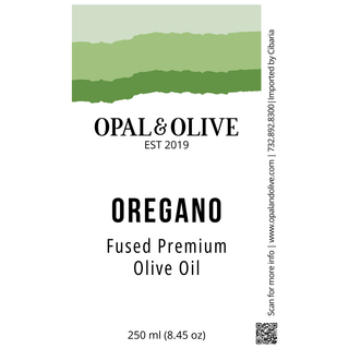 Oregano-infused olive oil, premium fused olive oil, 250 ml, green label packaging