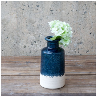 Navy & Sand Bottle Vase PD Home 9.75"