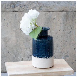Navy & Sand Bottle Vase PD Home 8"