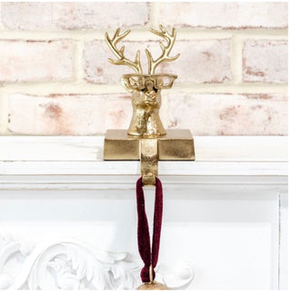 Gold Eyeglass Reindeer Stocking Holder PD Home