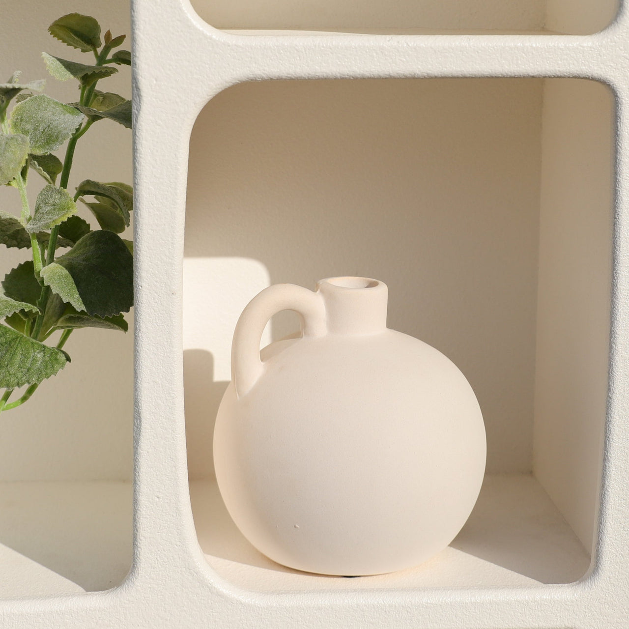 5" Matte White Handle Vase  PD Home   