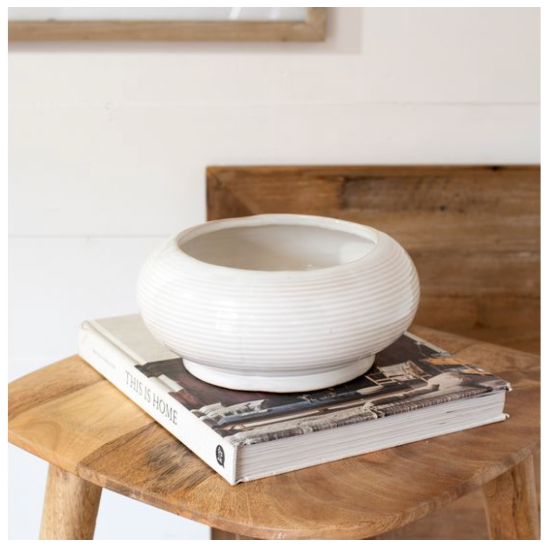 8.25" Raised White Ceramic Bowl PD Home
