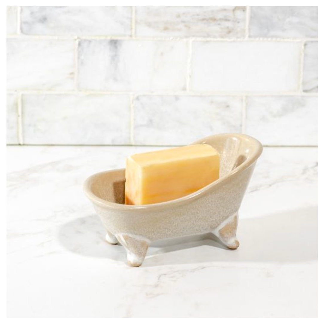 Mini Beige/Wht Bathtub Dish