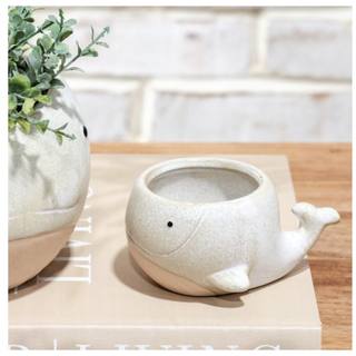 Mini Beige Whale Planter PD Home