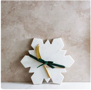 Marble Snowflake Serve Board W/Knife PD Home