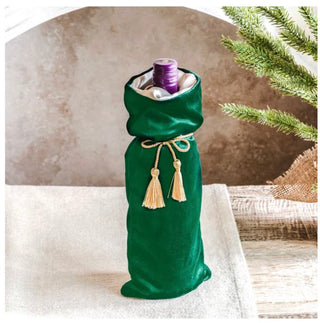 Holiday Velvet Bottle Bag PD Home Green