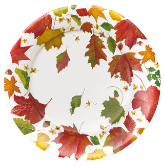 Swirling Leaves White - Salad/Dessert Plates Caspari