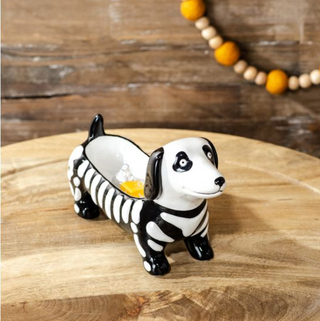 Skeleton Wiener Dog Treat Bowl PD Home