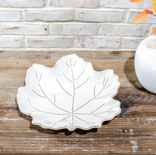 Reactive Glaze Leaf Plate – White PD Home