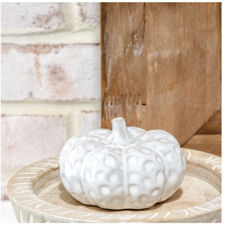 White Dimpled Pumpkin Decor PD Home