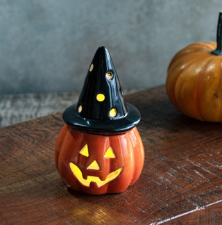 LED Jack-O’-Lantern with Witch Hat – 4.5" PD Home