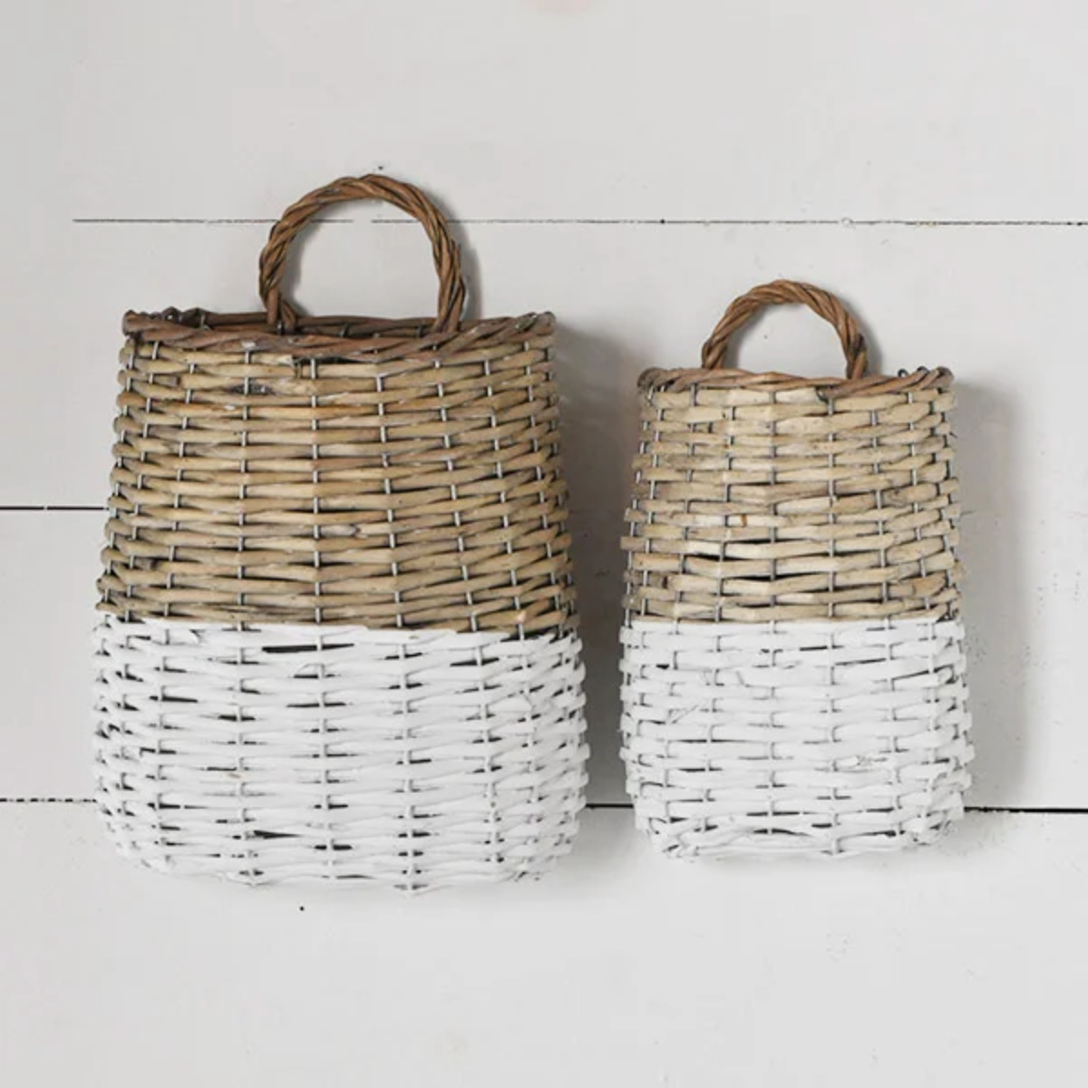 White Wash Wall Basket  PD Home   