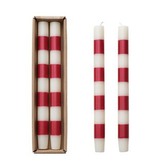10"H Unscented Taper Candles Candy Cane in Box Creative Co-Op