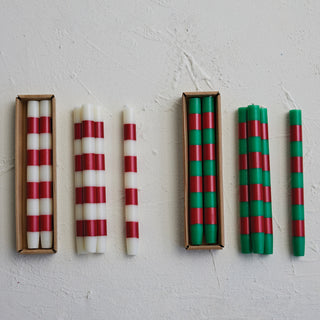 10"H Unscented Taper Candles Candy Cane in Box Creative Co-Op