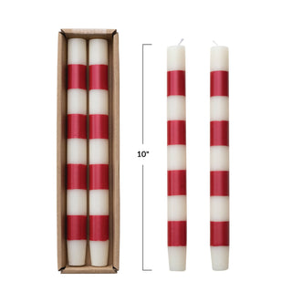 10"H Unscented Taper Candles Candy Cane in Box Creative Co-Op