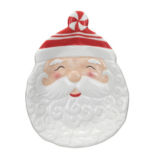 Hand-Painted Ceramic Santa Shaped Plate  Creative Co-Op   