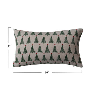 Stonewashed Cotton Printed Lumbar Pillow Pillow Creative Co-Op