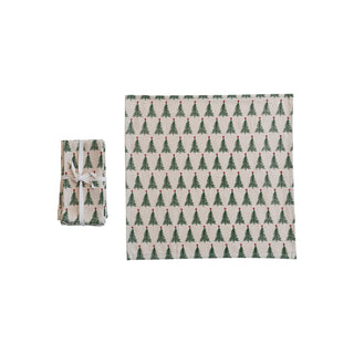 Stonewashed Cotton Printed Napkins w/ Christmas Tree Pattern Creative Co-Op