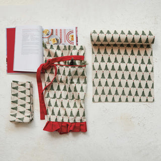 Stonewashed Cotton Printed Napkins w/ Christmas Tree Pattern Creative Co-Op