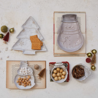 Stoneware Santa/Snowman Shaped Bowl Bowl Creative Co-Op