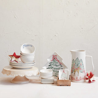 Stoneware Tree Shaped Plate w/ Christmas Tree Plate Creative Co-Op