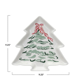 Stoneware Tree Shaped Plate w/ Christmas Tree Plate Creative Co-Op