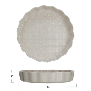 Embossed Stoneware Fluted Pie Dish w/ Pattern  Creative Co-Op   