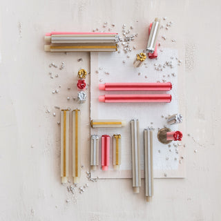 Unscented Package Shaped Taper Candles in Box, Pink & Red Candles Creative Co-Op