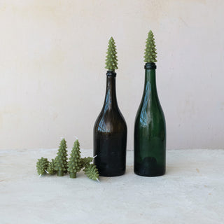 Unscented Tree Shaped Bottle Taper Candles in Box, Green