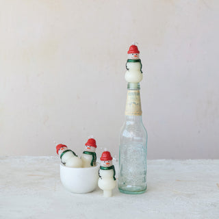 Unscented Snowman Shaped Bottle Taper Candles in Box