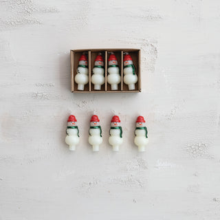 Unscented Snowman Shaped Bottle Taper Candles in Box