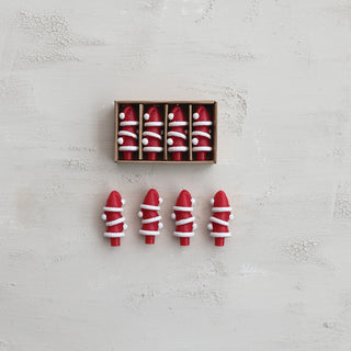 Unscented Santa Hat Shaped Bottle Taper Candles in Box