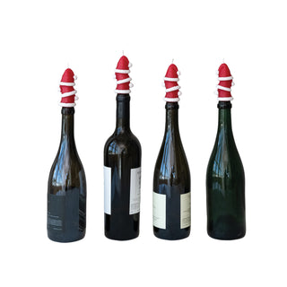 Unscented Santa Hat Shaped Bottle Taper Candles in Box