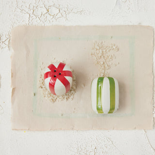 Hand-Painted Stoneware Salt & Pepper Shakers Serveware Creative Co-Op