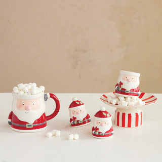 Hand-Painted Ceramic Santa Shaped Container Mugs Creative Co-Op