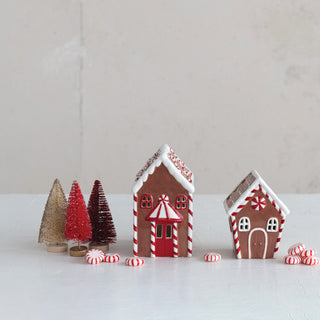 Hand-Painted Ceramic Gingerbread House with LED Light V1 Lighting Creative Co-Op