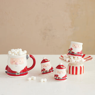 Hand-Painted Ceramic Santa Shaped Salt & Pepper Shakers Serveware Creative Co-Op