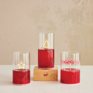 Glass LED Light with "HO HO HO" Shaped Filament, Red